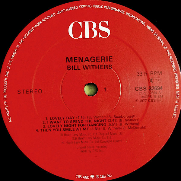 Bill Withers - Menagerie | CBS (CBS 32694) - 3