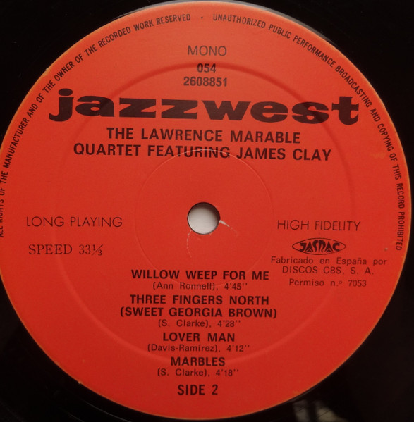 The Lawrence Marable Quartet Featuring James Clay - Tenorman | Jazz: West (054 2608851) - 4 The Lawrence Marable Quartet Featuring James Clay - Tenorman | Jazz: West (054 2608851) - 4