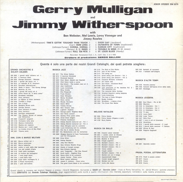 Gerry Mulligan & Jimmy Witherspoon - Gerry Mulligan & Jimmy Witherspoon | Joker (SM 3279)