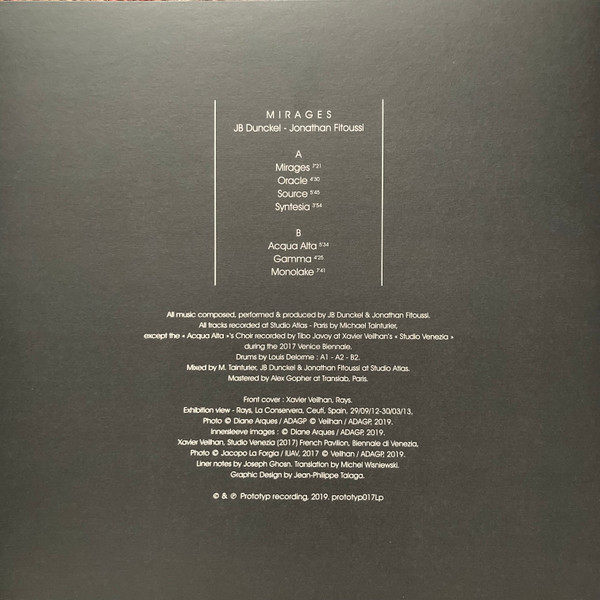 Jean-Benoît Dunckel , Jonathan Fitoussi - Mirages | Prototyp Recording (prototyp017lp) - 2