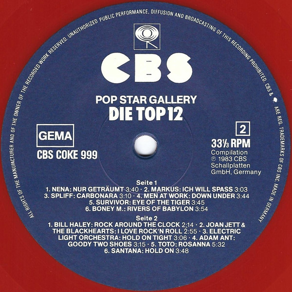 Various - Pop Star Gallery - Die Top 12 | CBS (CBS COKE 999) - 4