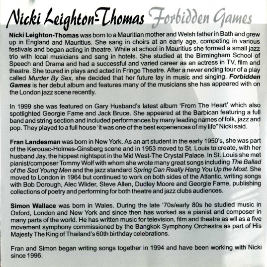 Nikki Leighton-Thomas - Forbidden Games | Candid (CCD 79778) - 3