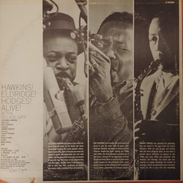 Coleman Hawkins , Roy Eldridge , Johnny Hodges - Hawkins! Eldridge! Hodges! Alive! At The Village Gate! | Verve Records (V-8504) - 2 Coleman Hawkins , Roy Eldridge , Johnny Hodges - Hawkins! Eldridge! Hodges! Alive! At The Village Gate! | Verve Records (V-8504) - 2
