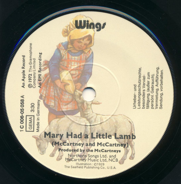 Wings - Mary Had A Little Lamb | Apple Records (1C 006-05 058) - 3 Wings - Mary Had A Little Lamb | Apple Records (1C 006-05 058) - 3