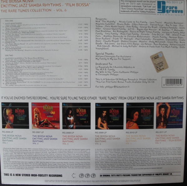 Various - The Bossa Nova Exciting Jazz Samba Rhythms - Film Bossa Vol. 6 | Rare Groove Recordings (RG 2011 LP) - 2 Various - The Bossa Nova Exciting Jazz Samba Rhythms - Film Bossa Vol. 6 | Rare Groove Recordings (RG 2011 LP) - 2