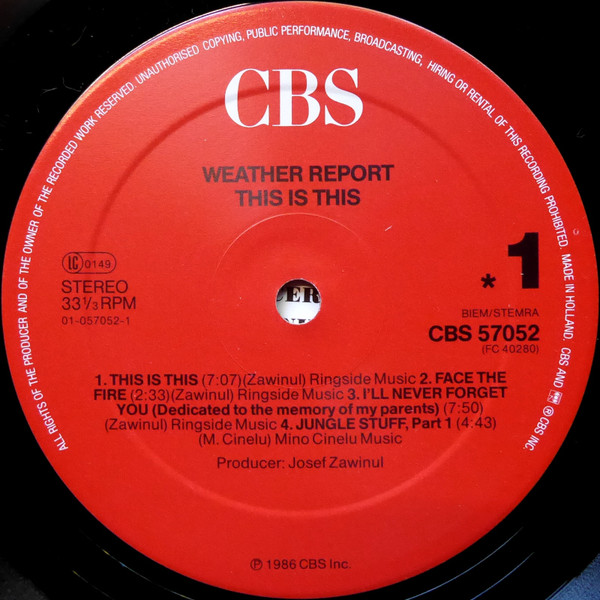 Weather Report - This Is This | CBS (CBS 57052)