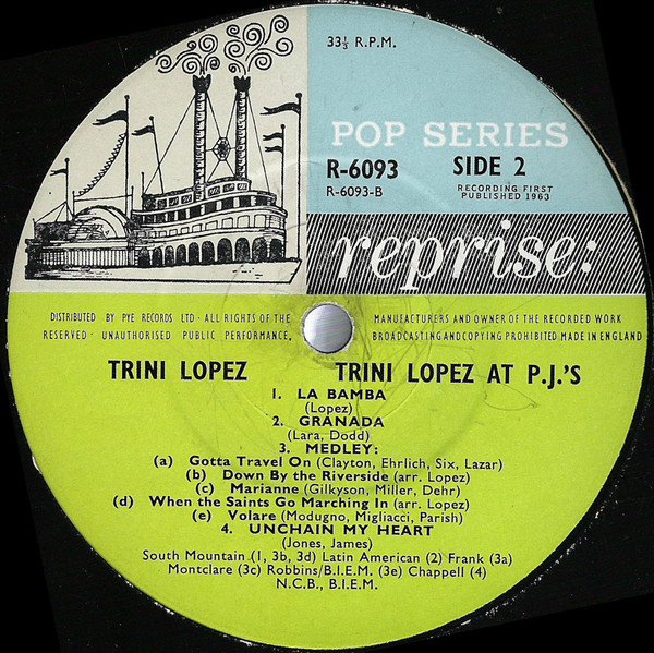 Trini Lopez - Trini Lopez At PJ's | Reprise Records (R 6093) - 4 Trini Lopez - Trini Lopez At PJ's | Reprise Records (R 6093) - 4