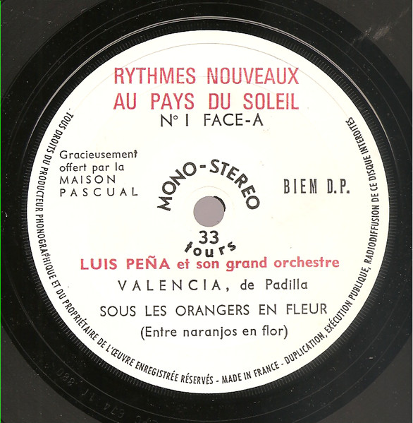 Luis Peña Et Son Orchestre - Rythmes Nouveaux Au Pays Du Soleil Disque Nº 1 | Not On Label (none) - 3