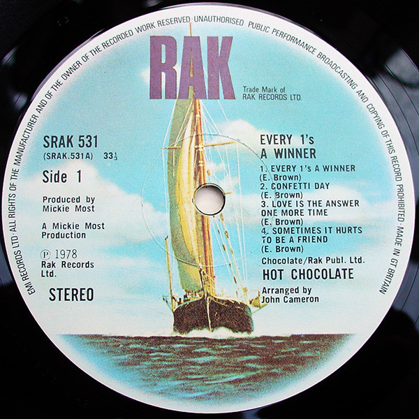 Hot Chocolate - Every 1's A Winner | RAK (SRAK 531) - 3