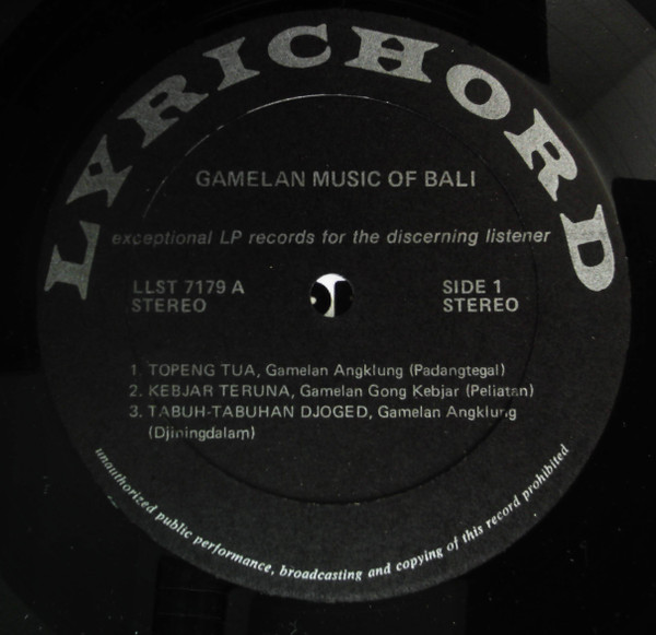 Unknown Artist - Gamelan Music Of Bali | Lyrichord (LLST 7179) - 3