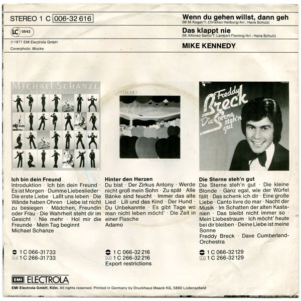 Mike Kennedy - Wenn Du Gehen Willst, Dann Geh | EMI (1C 006-32 616) - 2