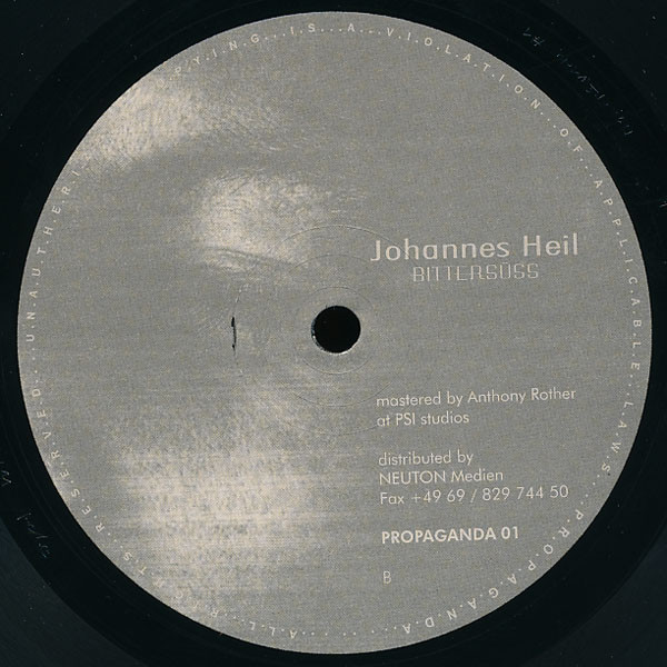 Johannes Heil - Bittersüss | Propaganda (PRG001) - 2