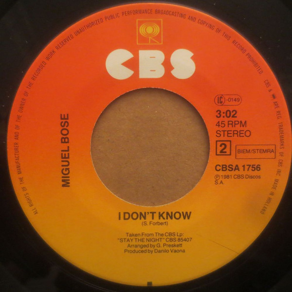 Miguel Bosé - What Do Ya Say | CBS (A1756, CBSA 1756) - 4