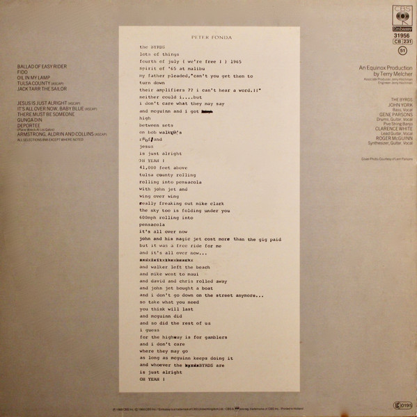 The Byrds - Ballad Of Easy Rider | Embassy (EMB 31956) - 3