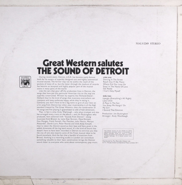 The Great Western - Great Western Salutes The Sound Of Detroit | Marble Arch (MALS 1249) - 2