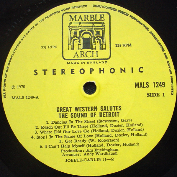 The Great Western - Great Western Salutes The Sound Of Detroit | Marble Arch (MALS 1249) - 3