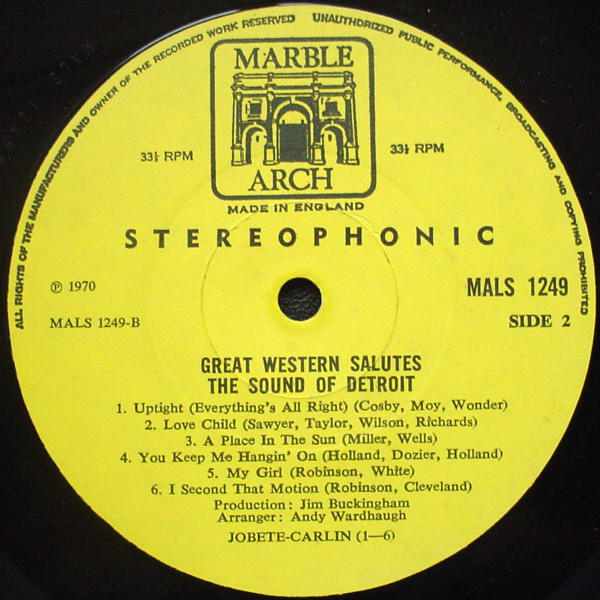 The Great Western - Great Western Salutes The Sound Of Detroit | Marble Arch (MALS 1249) - 4