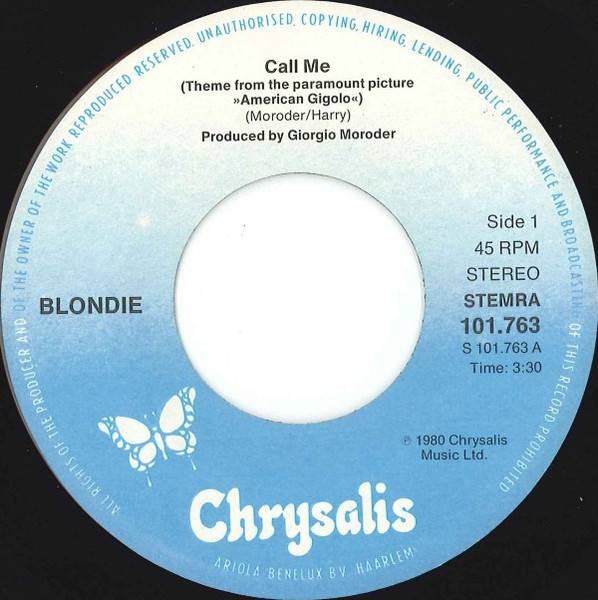 Blondie - Call Me | Chrysalis (101.763) - 3 Blondie - Call Me | Chrysalis (101.763) - 3