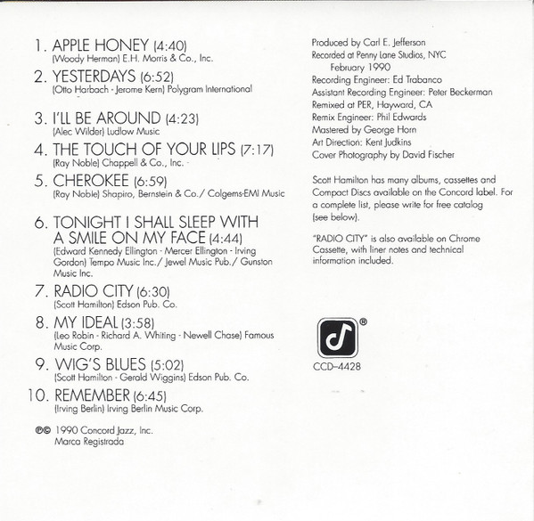 Scott Hamilton - Radio City | Concord Jazz (CCD-4428) - 2