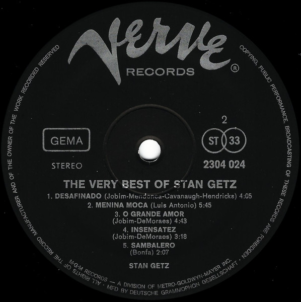 Stan Getz - The Very Best Of Stan Getz | Verve Records (2304 024) - 4