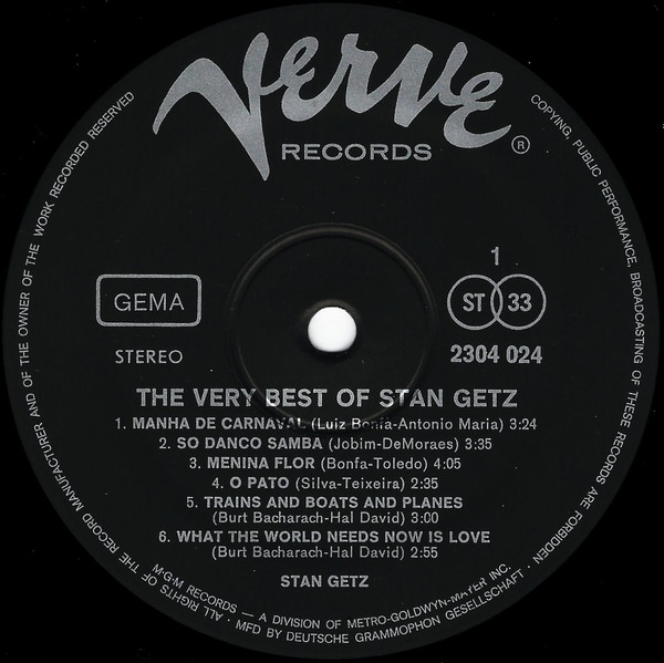 Stan Getz - The Very Best Of Stan Getz | Verve Records (2304 024) - 3