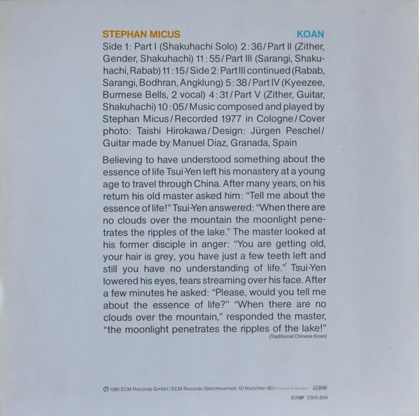 Stephan Micus - Koan | ECM SP (ECM 2305 804 SP) - 2