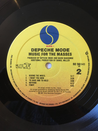 Depeche Mode - Music For The Masses (Canada) [Vinyl] | Sire (92 56141) - 4
