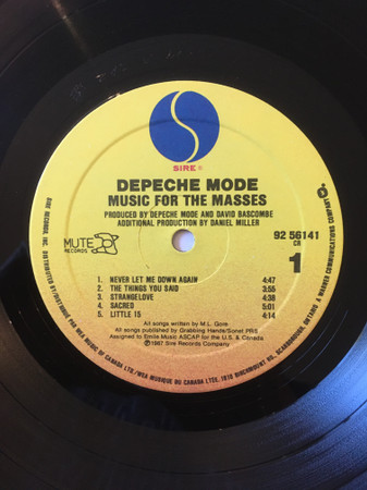 Depeche Mode - Music For The Masses (Canada) [Vinyl] | Sire (92 56141) - 3
