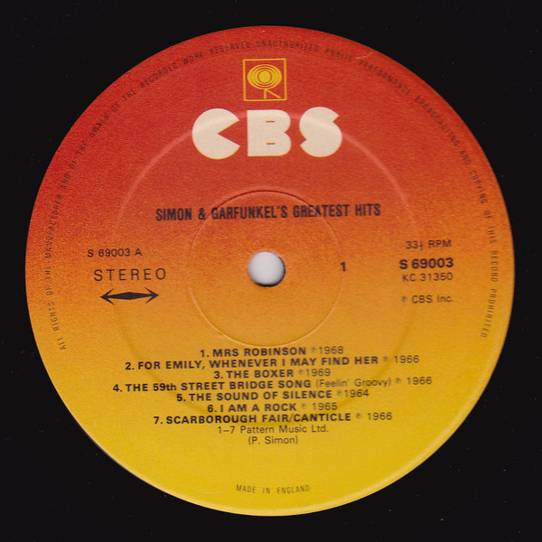 Simon & Garfunkel - Simon And Garfunkel's Greatest Hits | CBS (S 69003) - 3 Simon & Garfunkel - Simon And Garfunkel's Greatest Hits | CBS (S 69003) - 3