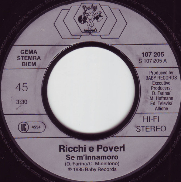 Ricchi E Poveri - Se M'Innamoro | Baby Records (107 205) - 3
