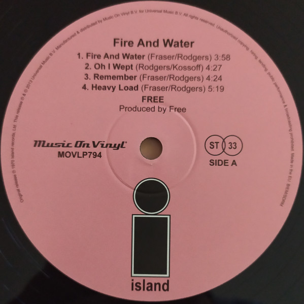 Free - Fire And Water | Music On Vinyl (MOVLP794) - 2