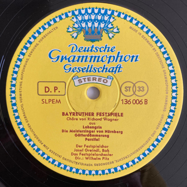 Richard Wagner - Chor der Bayreuther Festspiele , Orchester der Bayreuther Festspiele , Dirigent Wilhelm Pitz - Bayreuther Festspiele - Opernchöre | Deutsche Grammophon (136 006 SLPEM) - 4