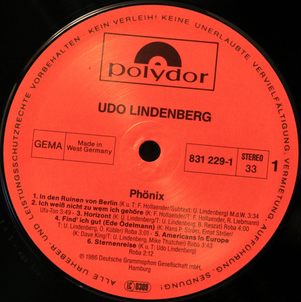 Udo Lindenberg - Phönix | Polydor (831 229-1) - 3