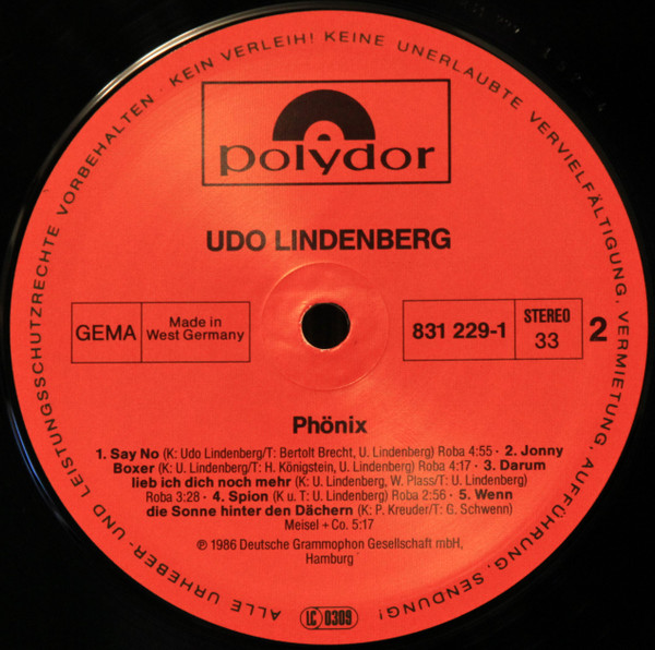 Udo Lindenberg - Phönix | Polydor (831 229-1) - 4