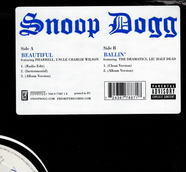 Snoop Dogg - Beautiful / Ballin' | Doggy Style Records (7243 8 77887 1 8) - 4