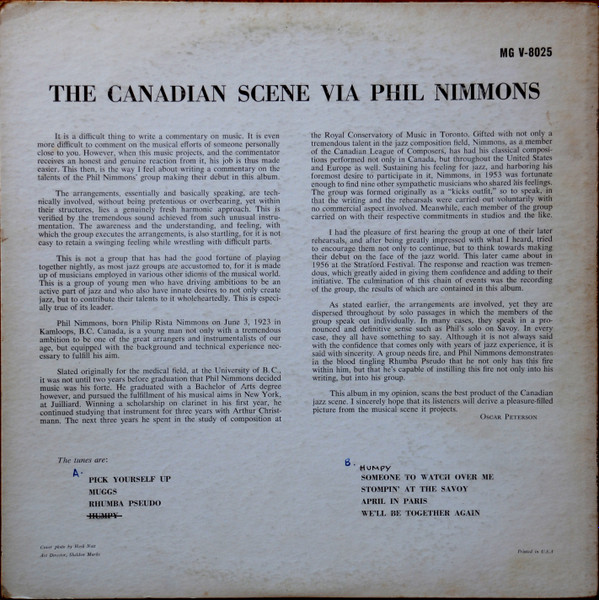 The Phil Nimmons Group - The Canadian Scene Via Phil Nimmons | Verve Records (MG V-8025) - 2 The Phil Nimmons Group - The Canadian Scene Via Phil Nimmons | Verve Records (MG V-8025) - 2