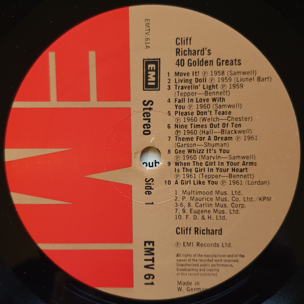 Cliff Richard - 40 Golden Greats | EMI (EMTVS6) - 3 Cliff Richard - 40 Golden Greats | EMI (EMTVS6) - 3