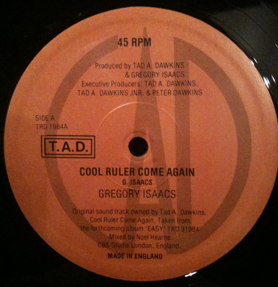 Gregory Isaacs - Cool Ruler Come Again | Tad's Record (TRD 1984)