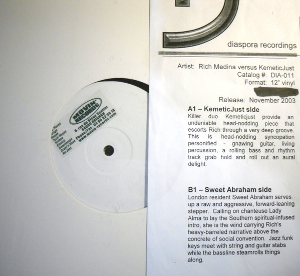 Rich Medina versus Kemetic Just - Minstrel Speak | Diaspora Recordings (DIA-011) - 2