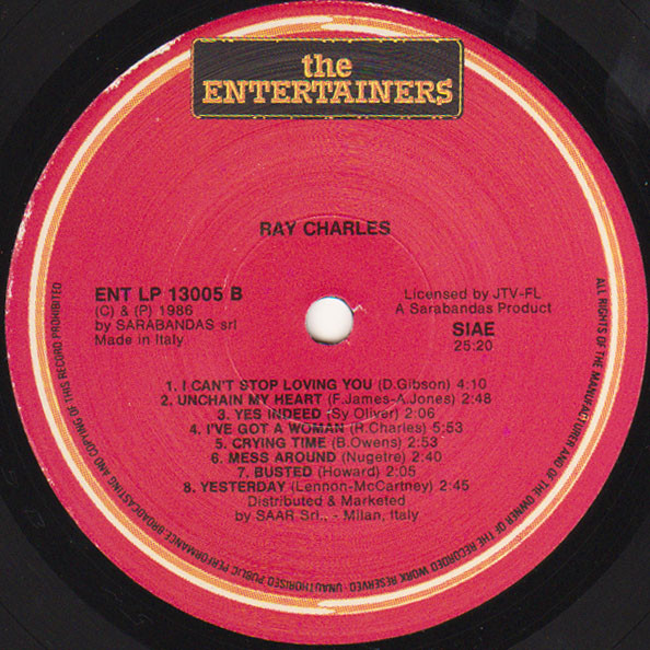 Ray Charles - Ray Charles | The Entertainers (ENT LP 13.005) - main