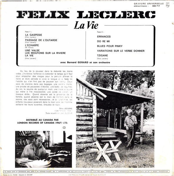 Félix Leclerc - La Vie [Vinyl] | Philips (844.717) - 2