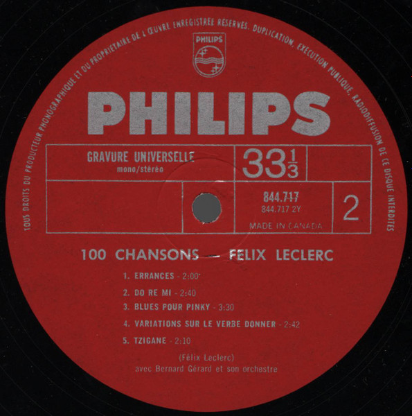 Félix Leclerc - La Vie [Vinyl] | Philips (844.717) - 4