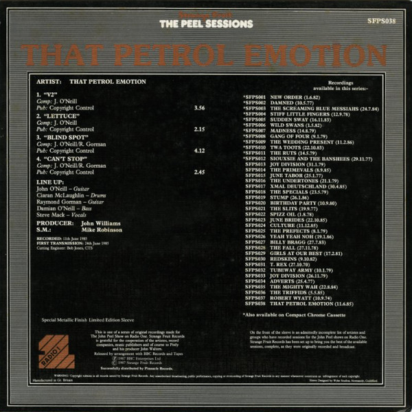 That Petrol Emotion - The Peel Sessions | Strange Fruit (SFPS038) - 2