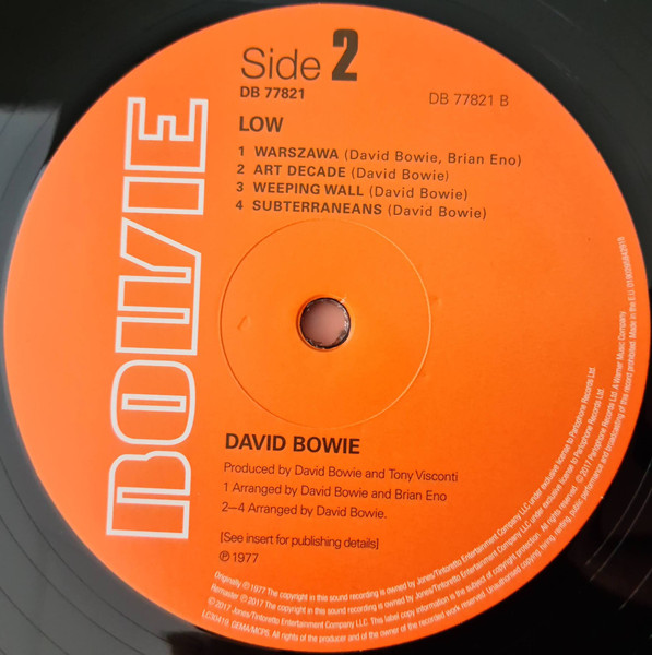 David Bowie - Low | Parlophone (DB 77821) - 4 David Bowie - Low | Parlophone (DB 77821) - 4