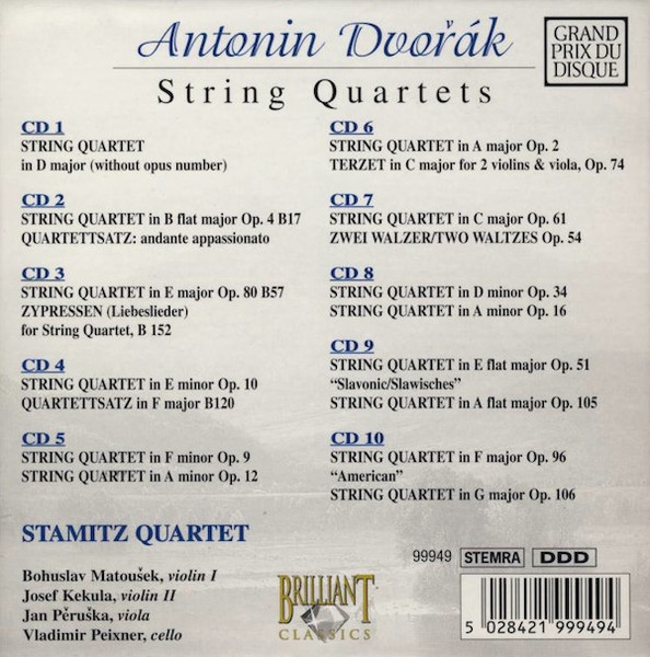Antonín Dvořák , Stamic Quartet - String Quartets (Complete) | Brilliant Classics (99949) - 2
