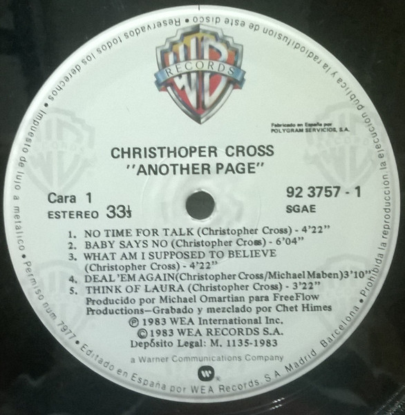 Christopher Cross - Another Page | Warner Bros. Records (92 3757-1) - 3 Christopher Cross - Another Page | Warner Bros. Records (92 3757-1) - 3