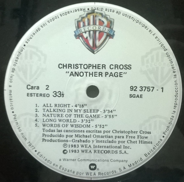 Christopher Cross - Another Page | Warner Bros. Records (92 3757-1) - 4 Christopher Cross - Another Page | Warner Bros. Records (92 3757-1) - 4