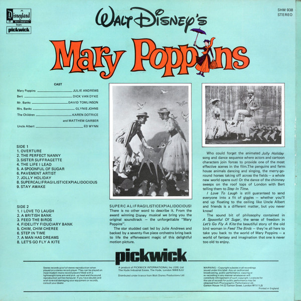 Various - Mary Poppins - Songs From The Film | Pickwick Records (SHM938) - 2