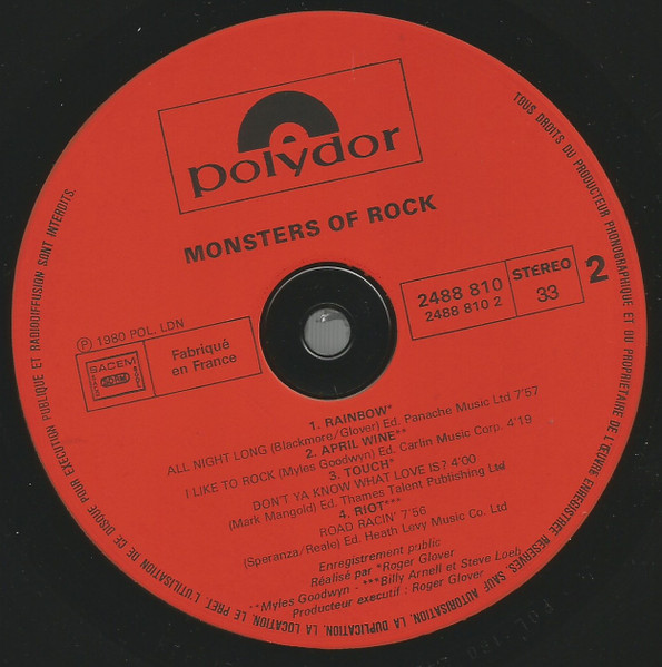 Various - Monsters Of Rock | Polydor (2488 810) - 4