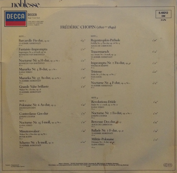 Various - Nocturne - Die Schönsten Melodien Von Chopin | Decca (6.48212 DM) - 2